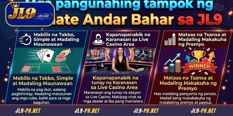 Mga pangunahing tampok ng Ultimate Andar Bahar sa JL9